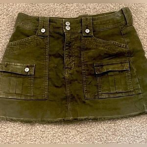 AE Super Stretch High-Waisted Corduroy Mini-Skirt in Olive Green